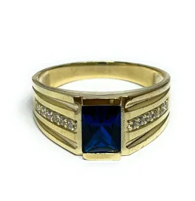 10k Solid Gold Yellow Gold CZ Ring (RED, BLUE WHITE)