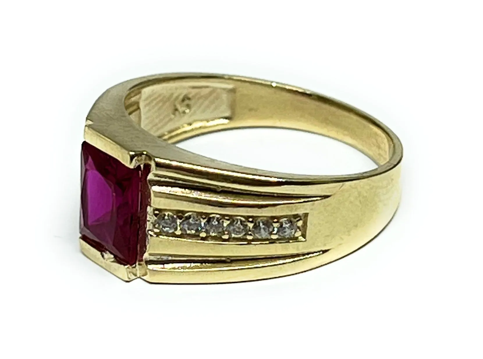 10k Solid Gold Yellow Gold CZ Ring (RED, BLUE WHITE)