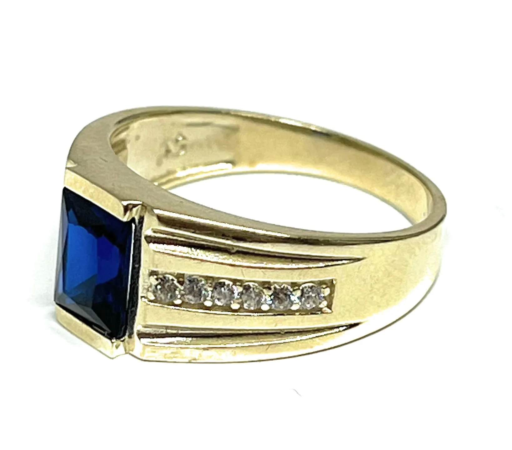 10k Solid Gold Yellow Gold CZ Ring (RED, BLUE WHITE)