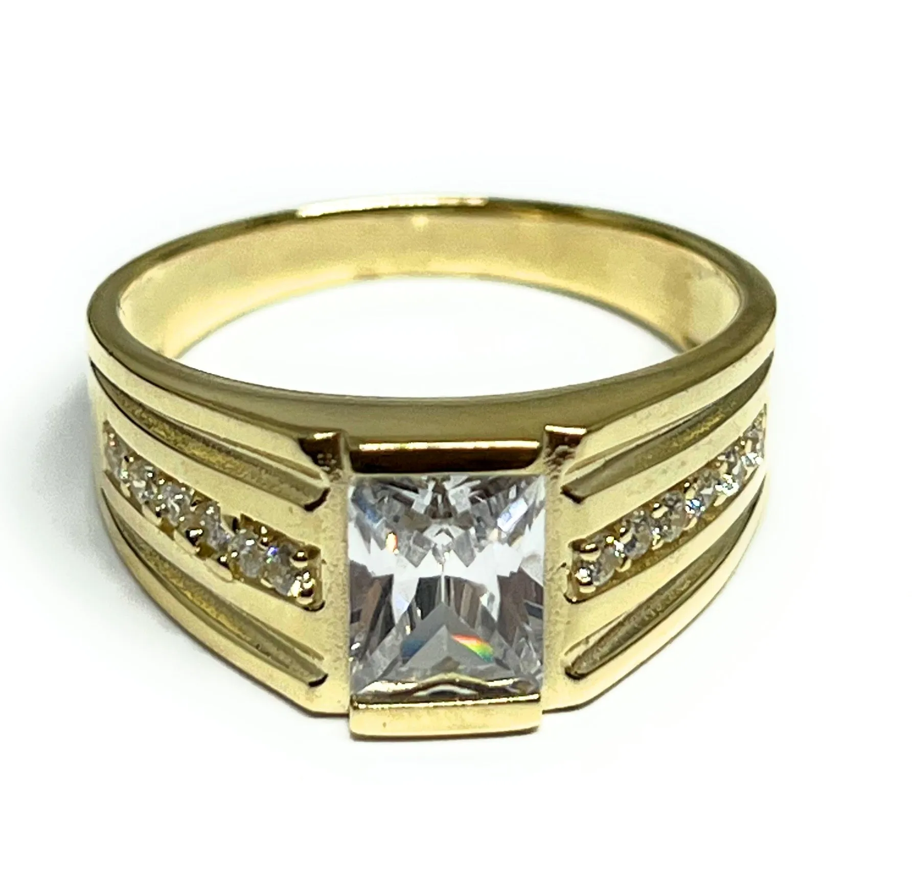 10k Solid Gold Yellow Gold CZ Ring (RED, BLUE WHITE)