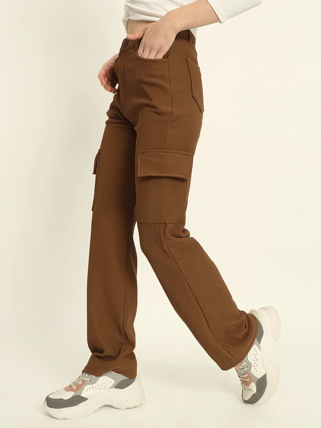 6 POCKETS CORDUROY CARGO PANTS BROWN