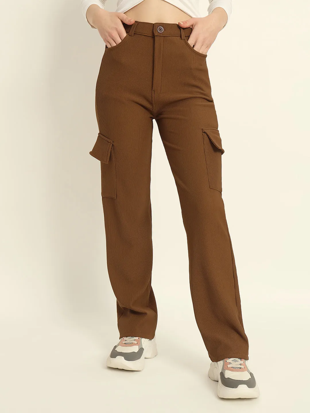 6 POCKETS CORDUROY CARGO PANTS BROWN