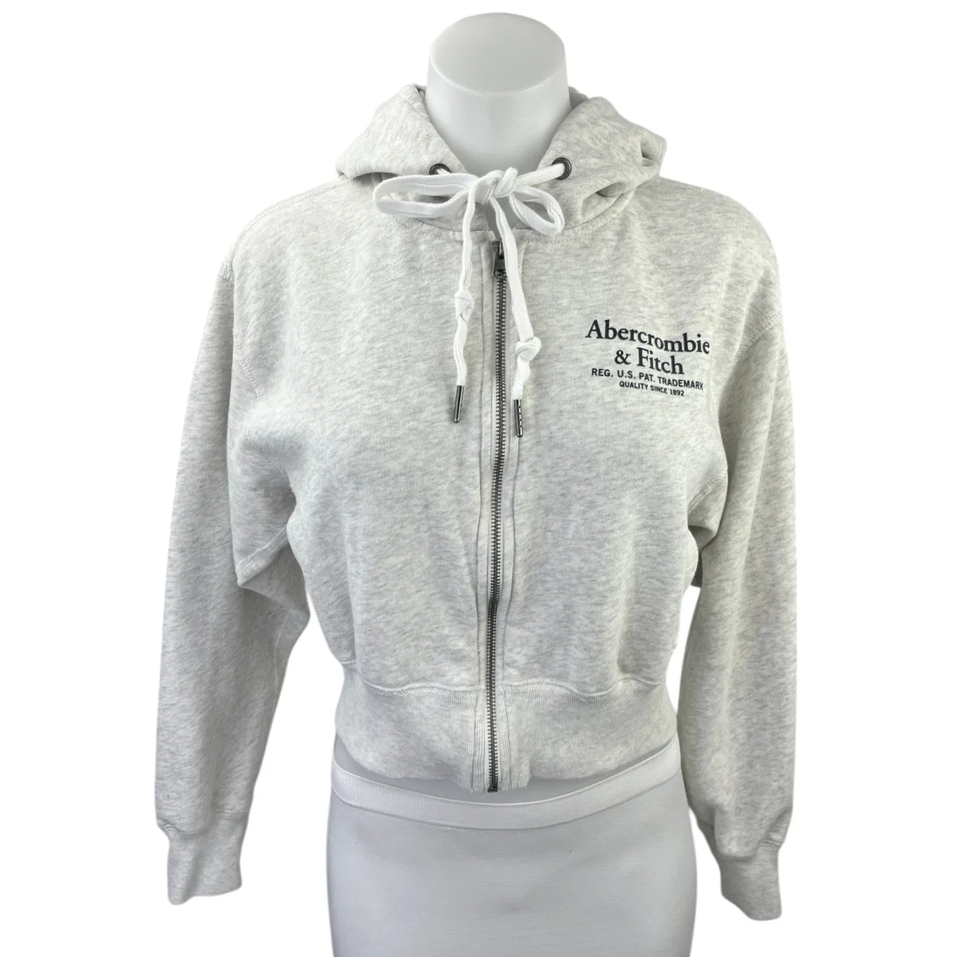 Abercrombie & Fitch Heather Gray Full Zip Hooded Hoodie Sweatshirt Top Size XS