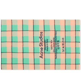 Acne Studios Cassiar Check Narrow ScarfSalmon Pink & Mint Green