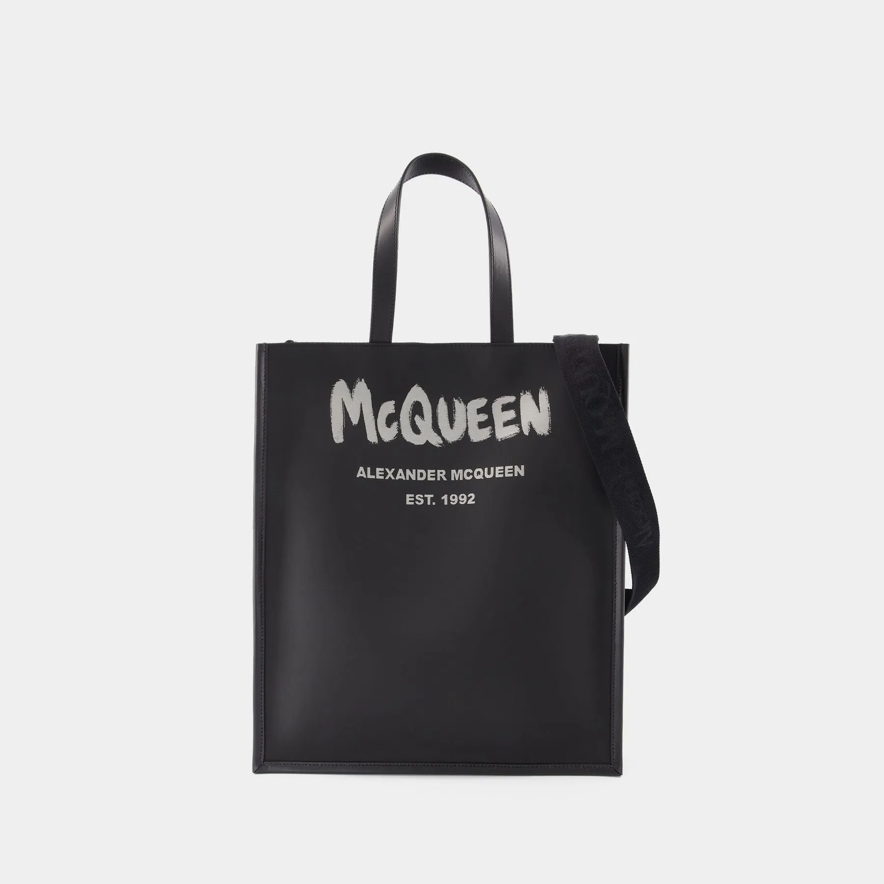 Alexander McQueen  Graffiti Tote Bag in Black and White