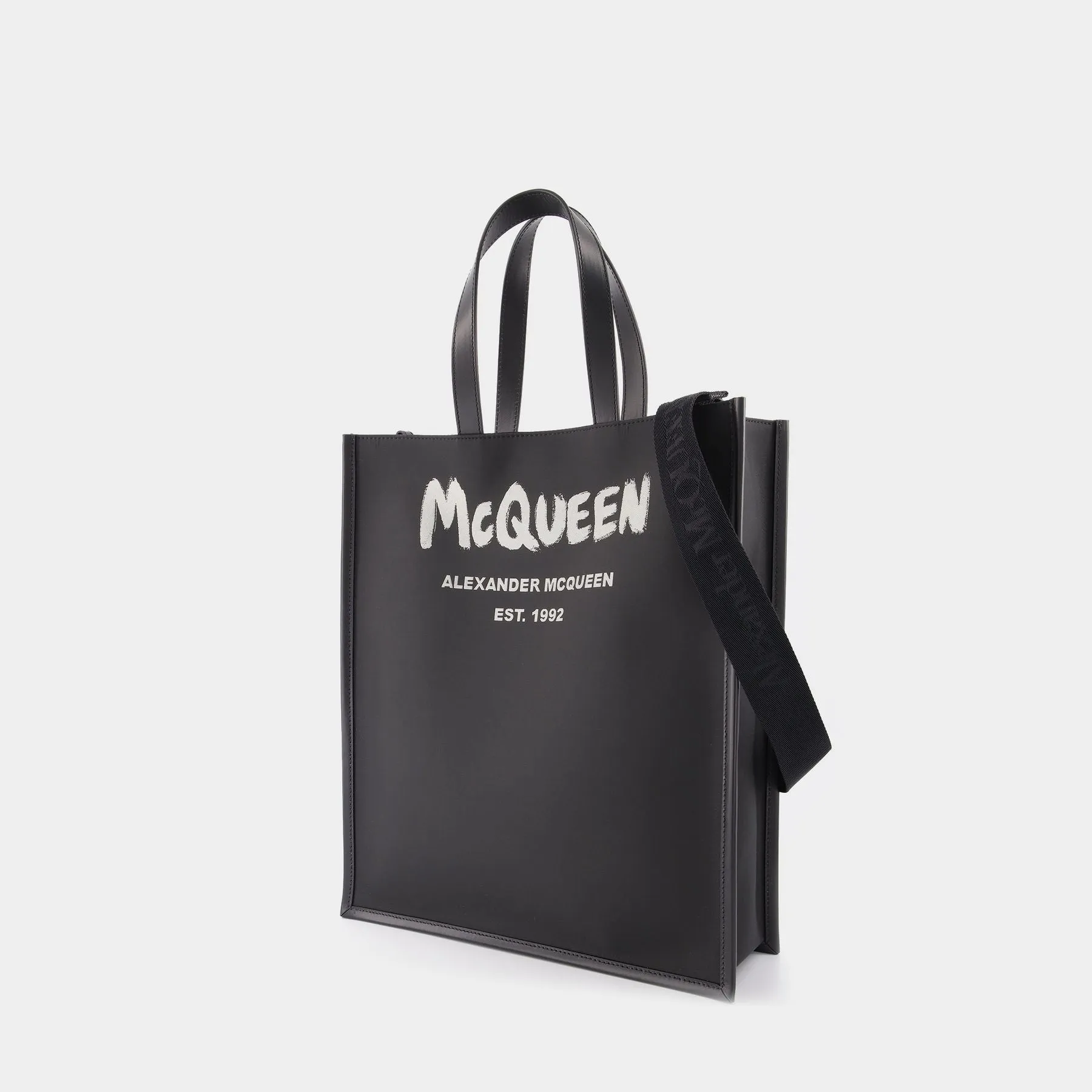 Alexander McQueen  Graffiti Tote Bag in Black and White