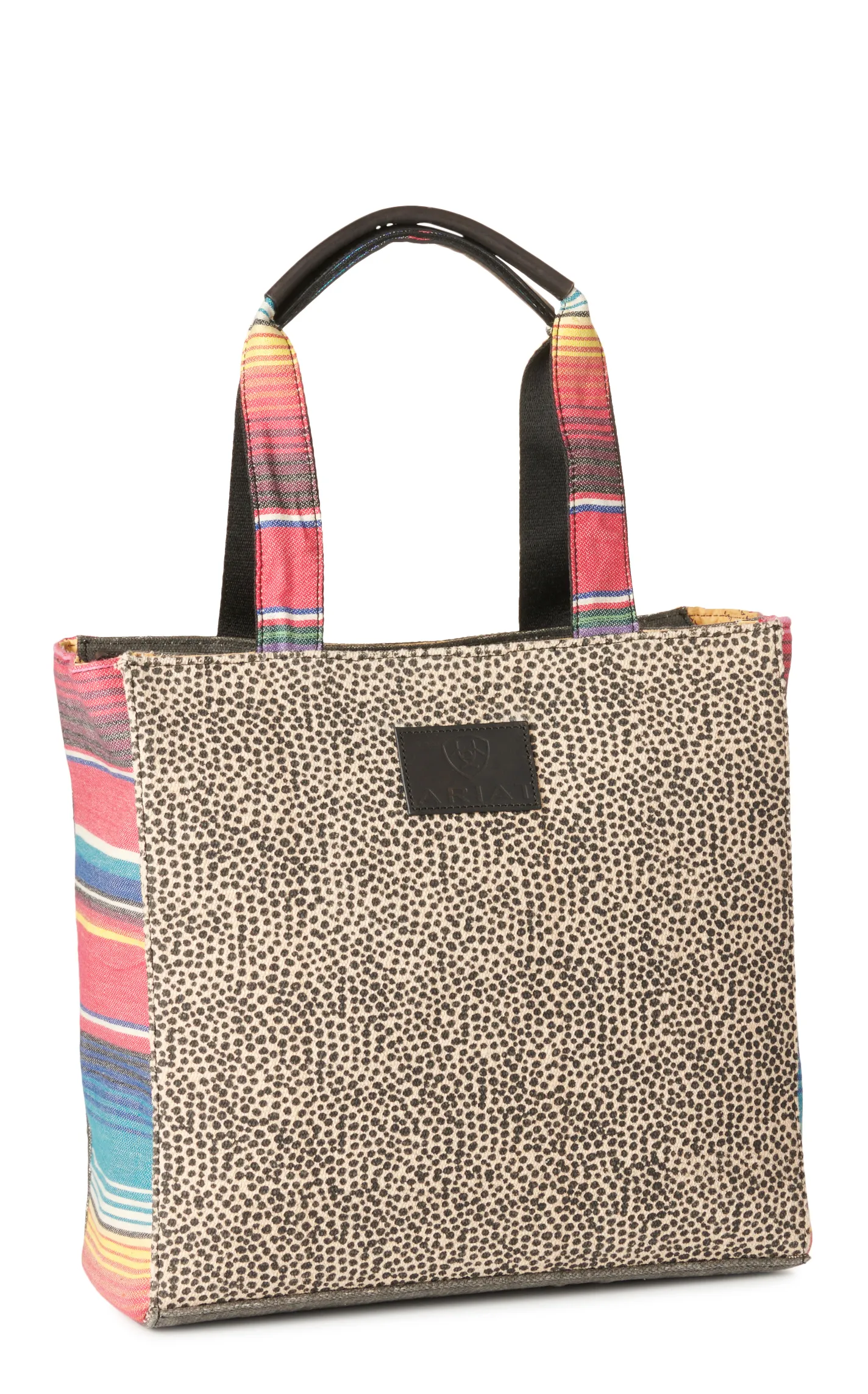 Ariat Loretta Multi-Color Sunset Aztec Serape & Brown Leather Trim Tote Bag 