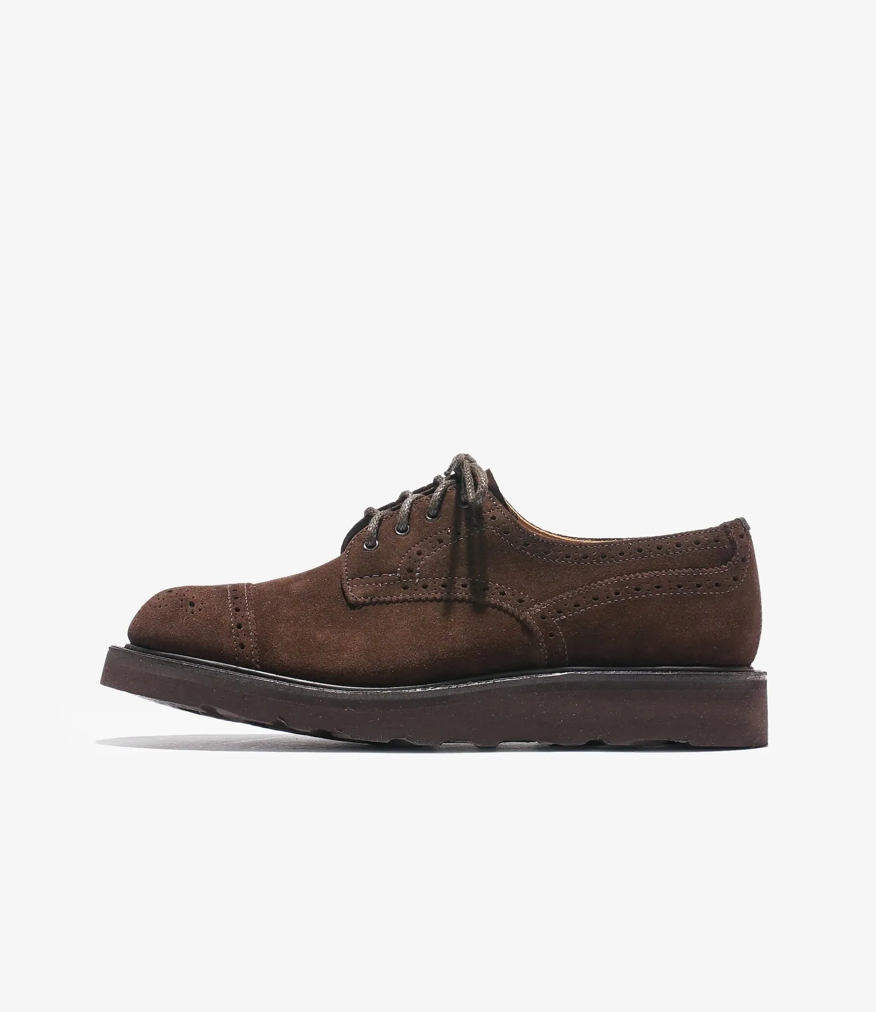 Asymmetric Gibson Brogues – Brown Suede