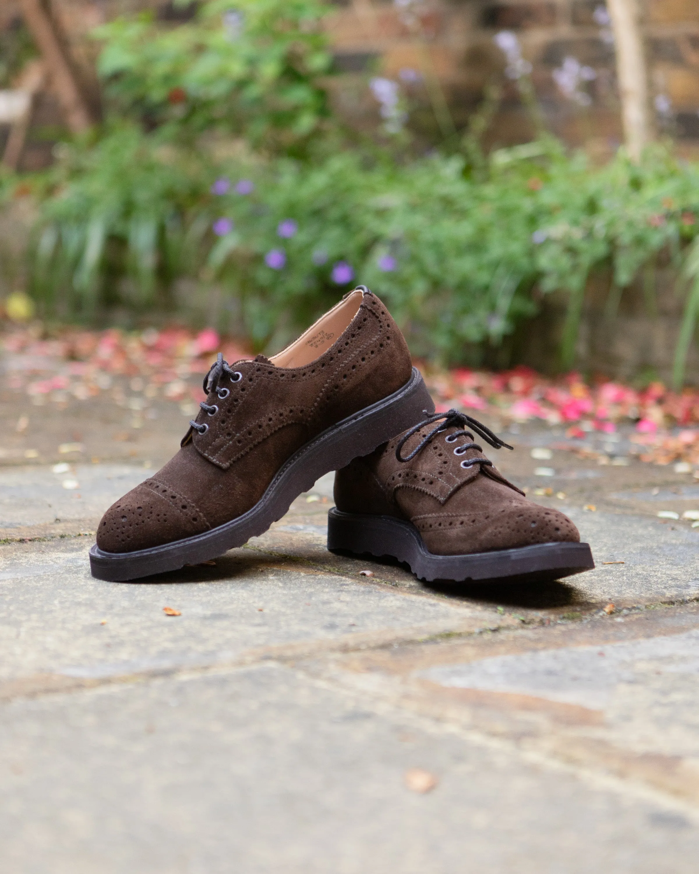 Asymmetric Gibson Brogues – Brown Suede