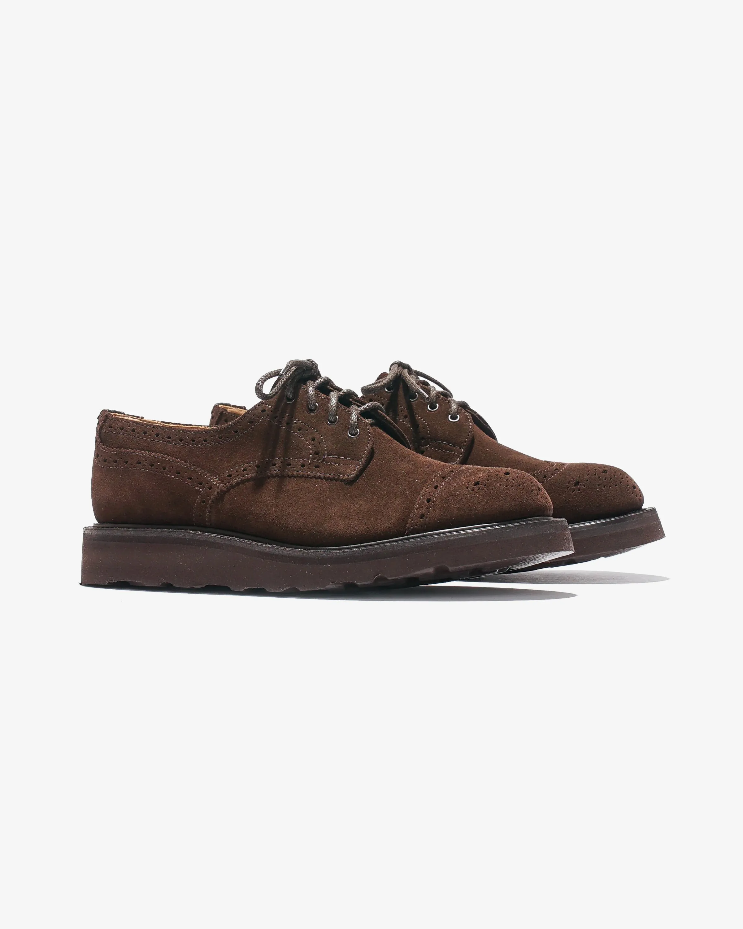 Asymmetric Gibson Brogues – Brown Suede