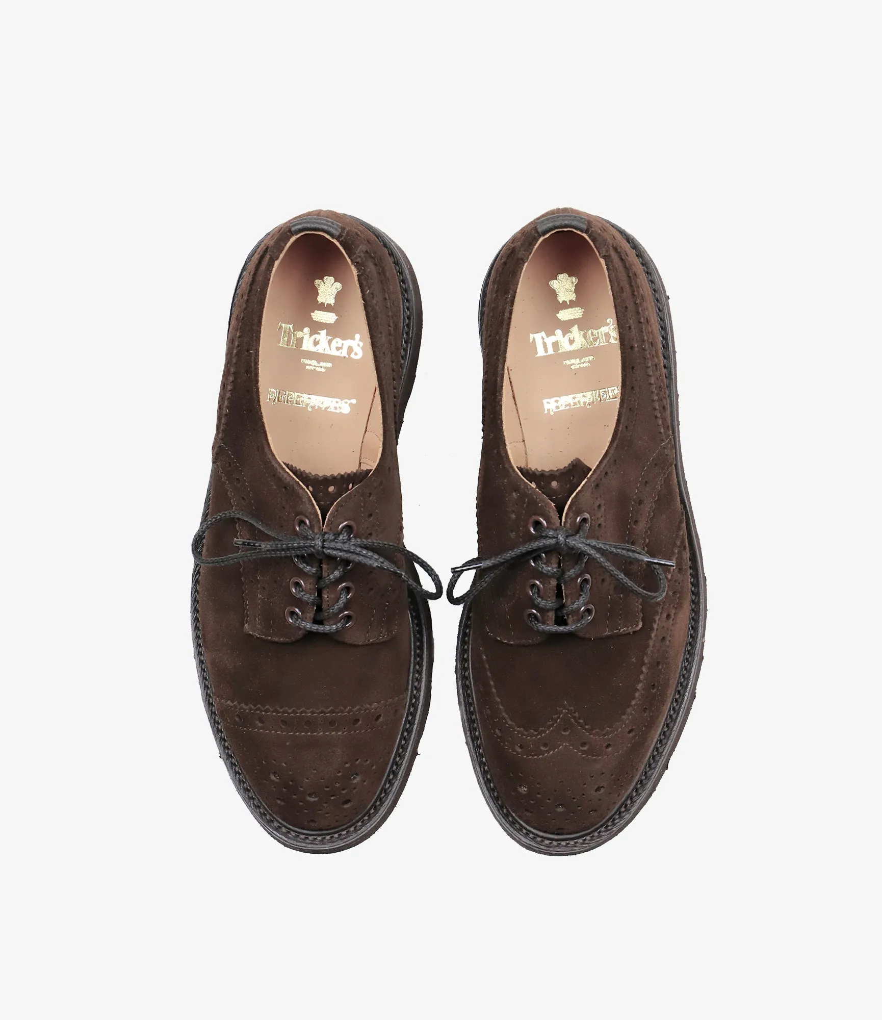 Asymmetric Gibson Brogues – Brown Suede