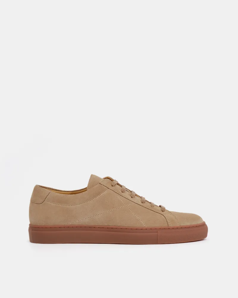 Beige Suede Sneaker with Brown Outsole