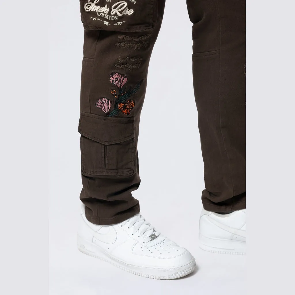 Big and Tall - Embroidered Cargo Twill Pants - Bison