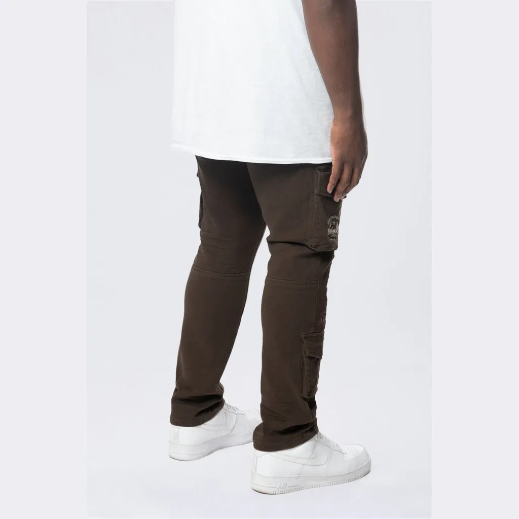 Big and Tall - Embroidered Cargo Twill Pants - Bison