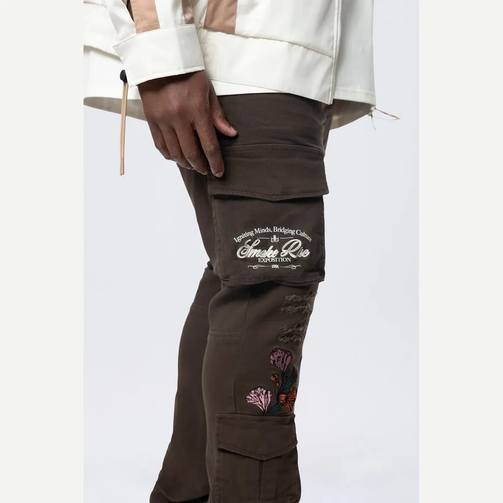 Big and Tall - Embroidered Cargo Twill Pants - Bison