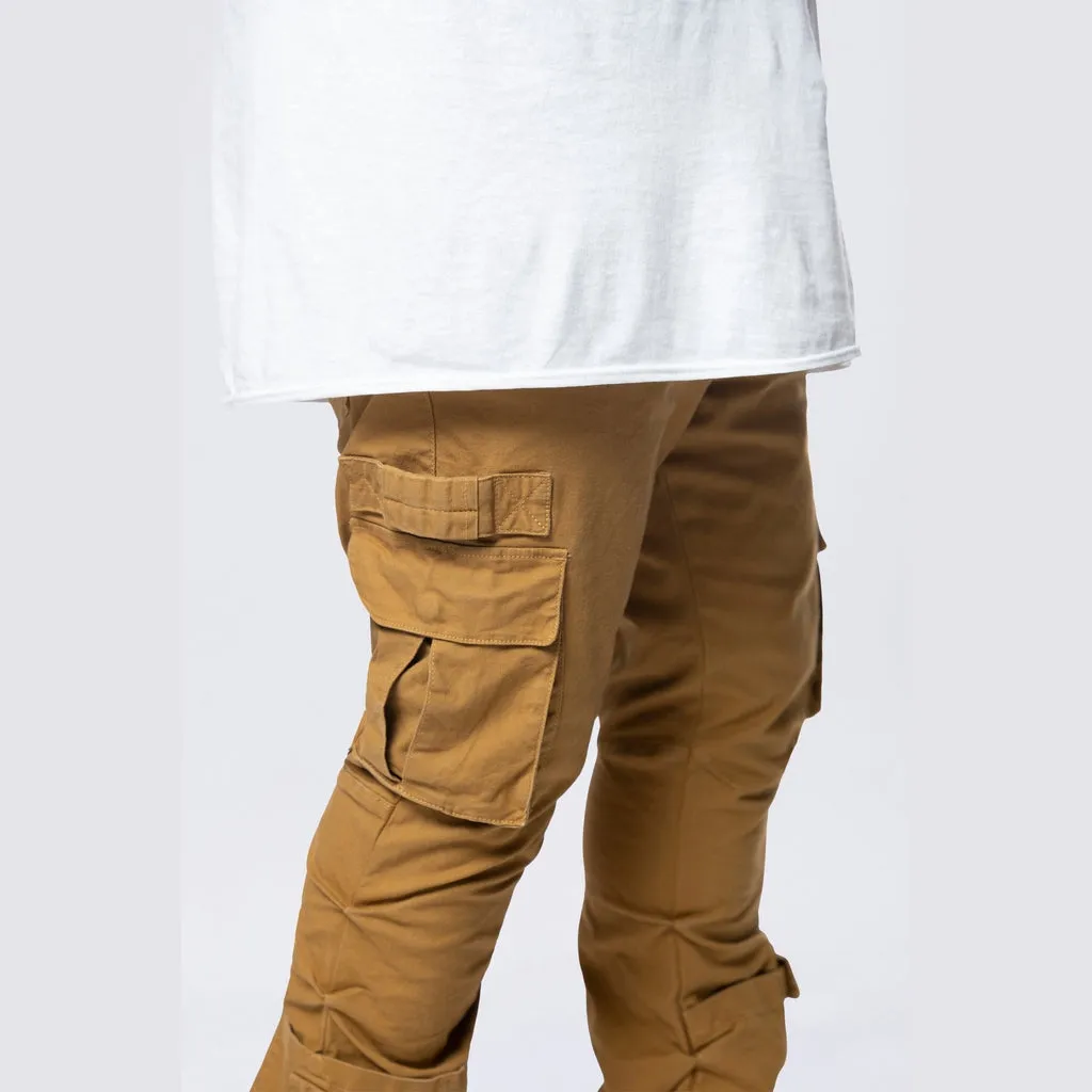 Big and Tall - Stacked Flared Cargo Strap Canvas Pants - Wheat