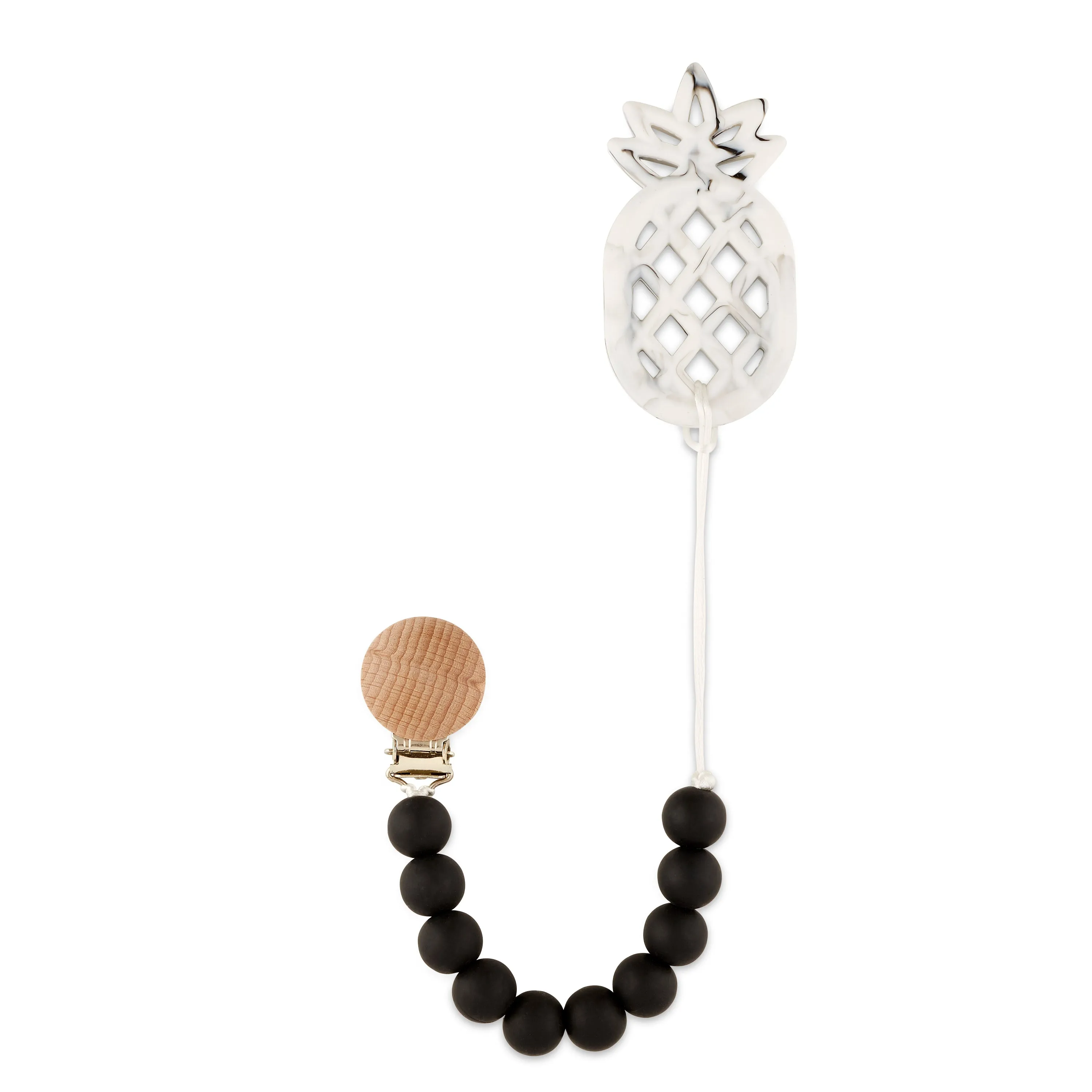 Black Pineapple Teething Pacifier Clip