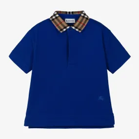 Boys Blue Check Polo Shirt