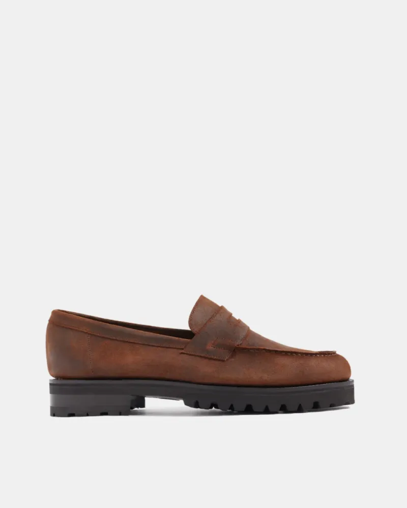 Brown Waxed Suede Waterfproof Loafer