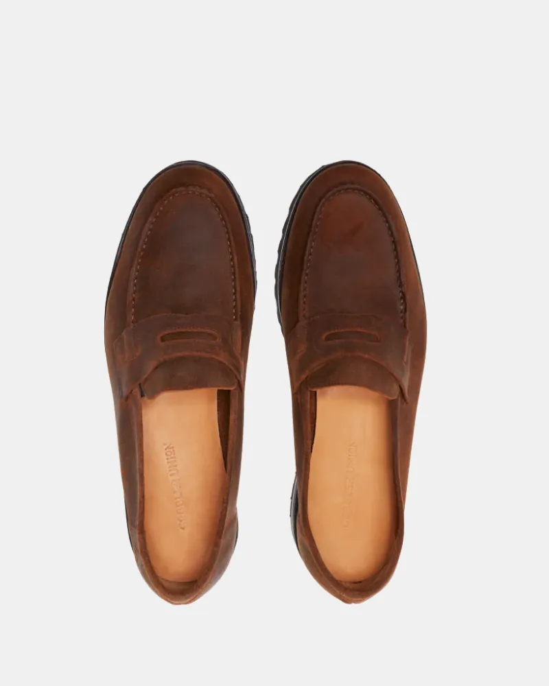 Brown Waxed Suede Waterfproof Loafer