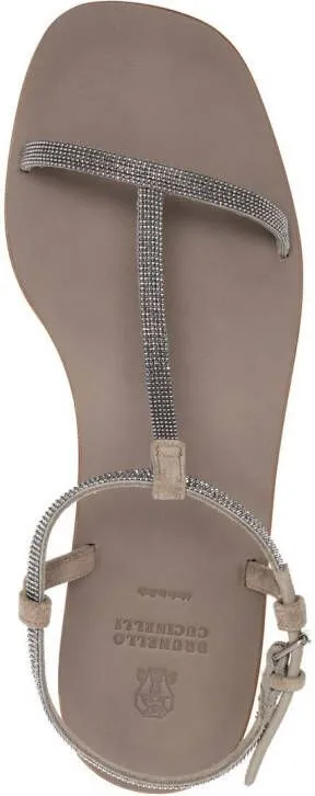 Brunello Cucinelli embellished T-bar sandals Neutrals