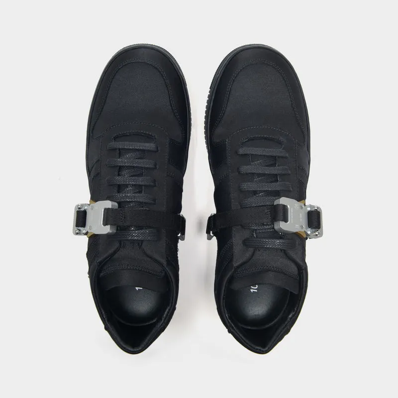 Buckle Low Trainers in Black Satin