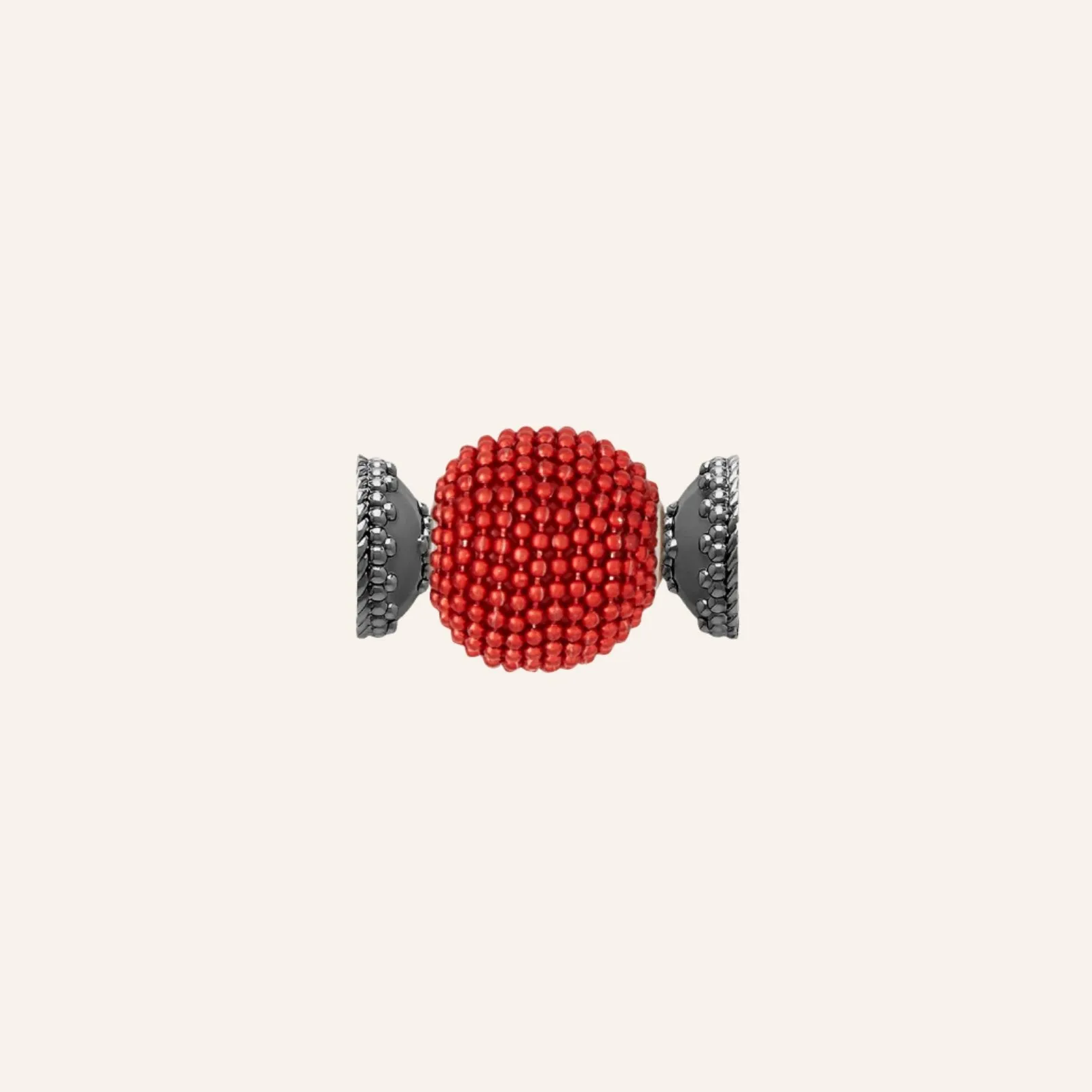 Caviar Red Bead 18mm Gunmetal Centerpiece