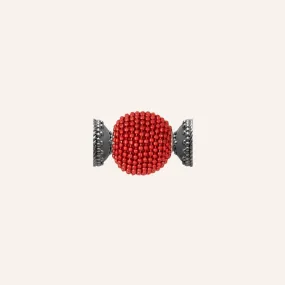 Caviar Red Bead 18mm Gunmetal Centerpiece