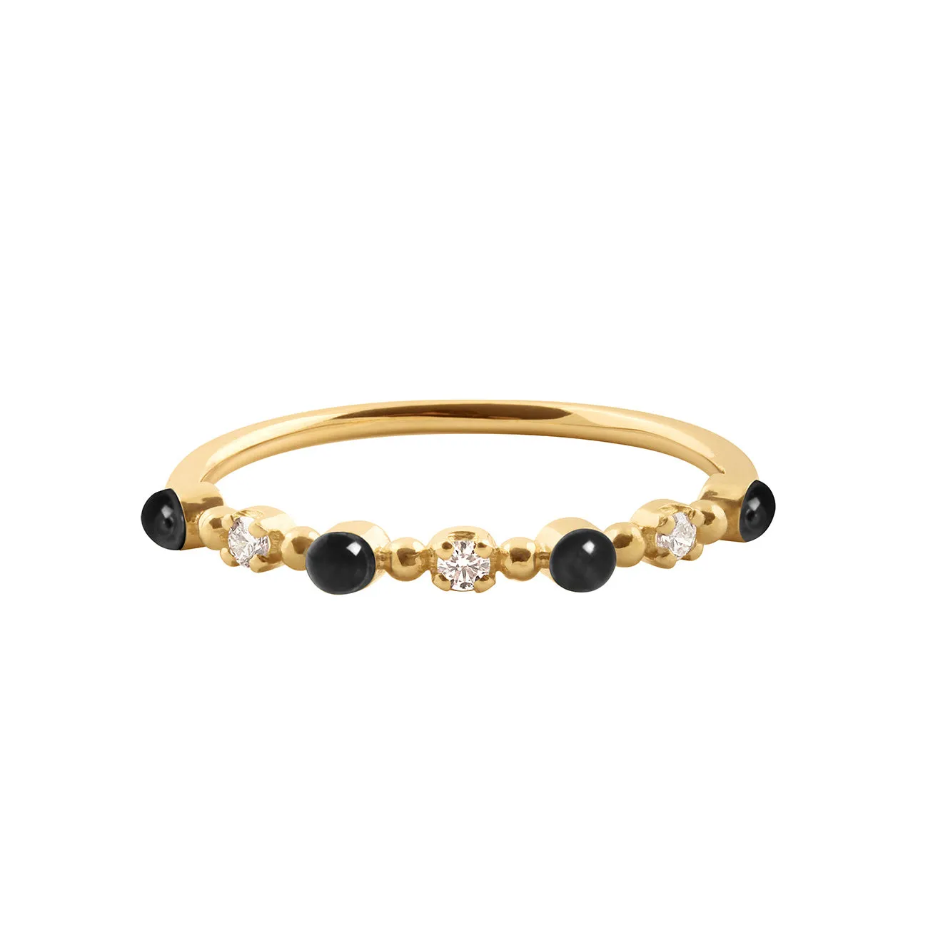 Classic Gigi 3 Diamond Black Ring, Yellow Gold, Size 6