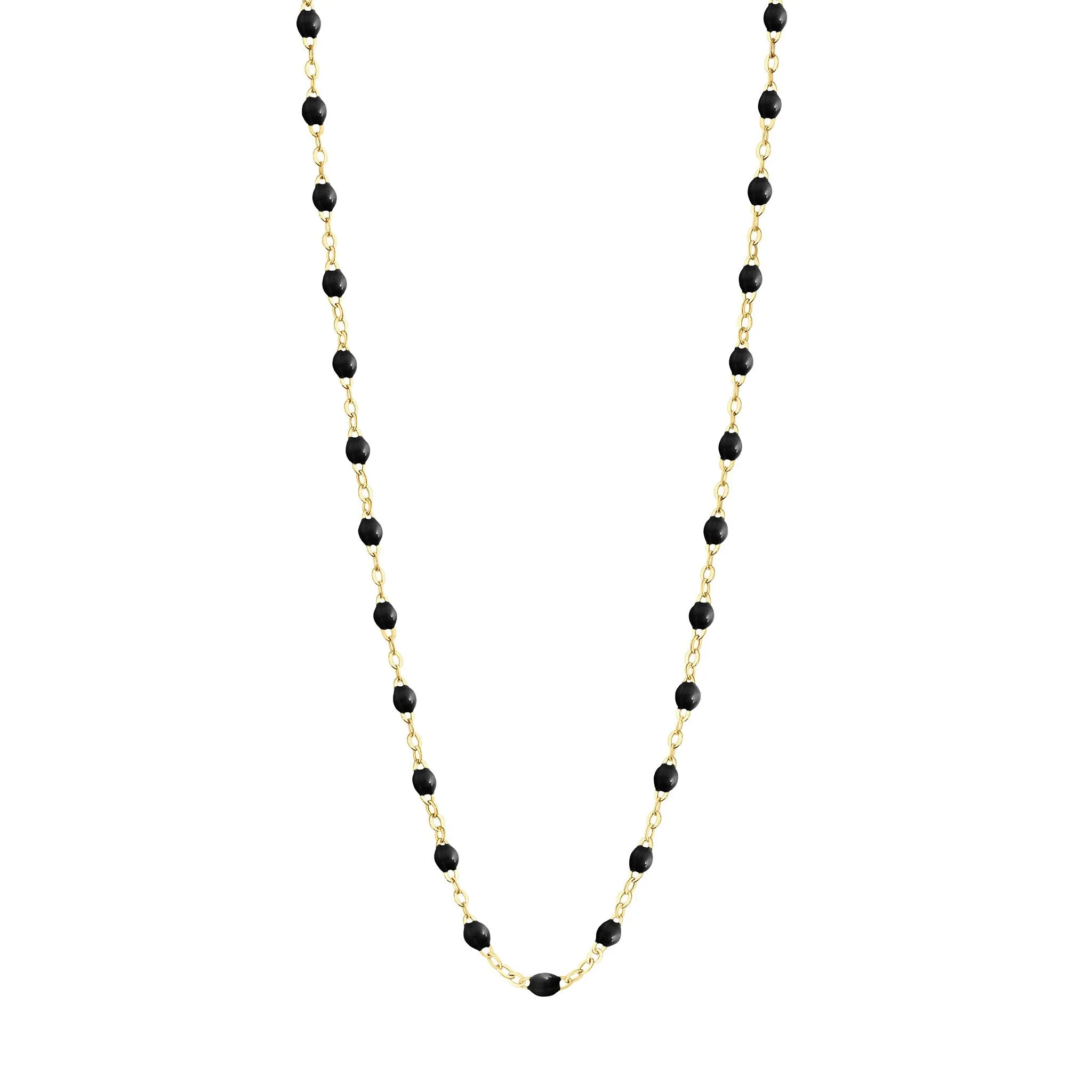 Classic Gigi Black necklace, Yellow Gold, 17.7