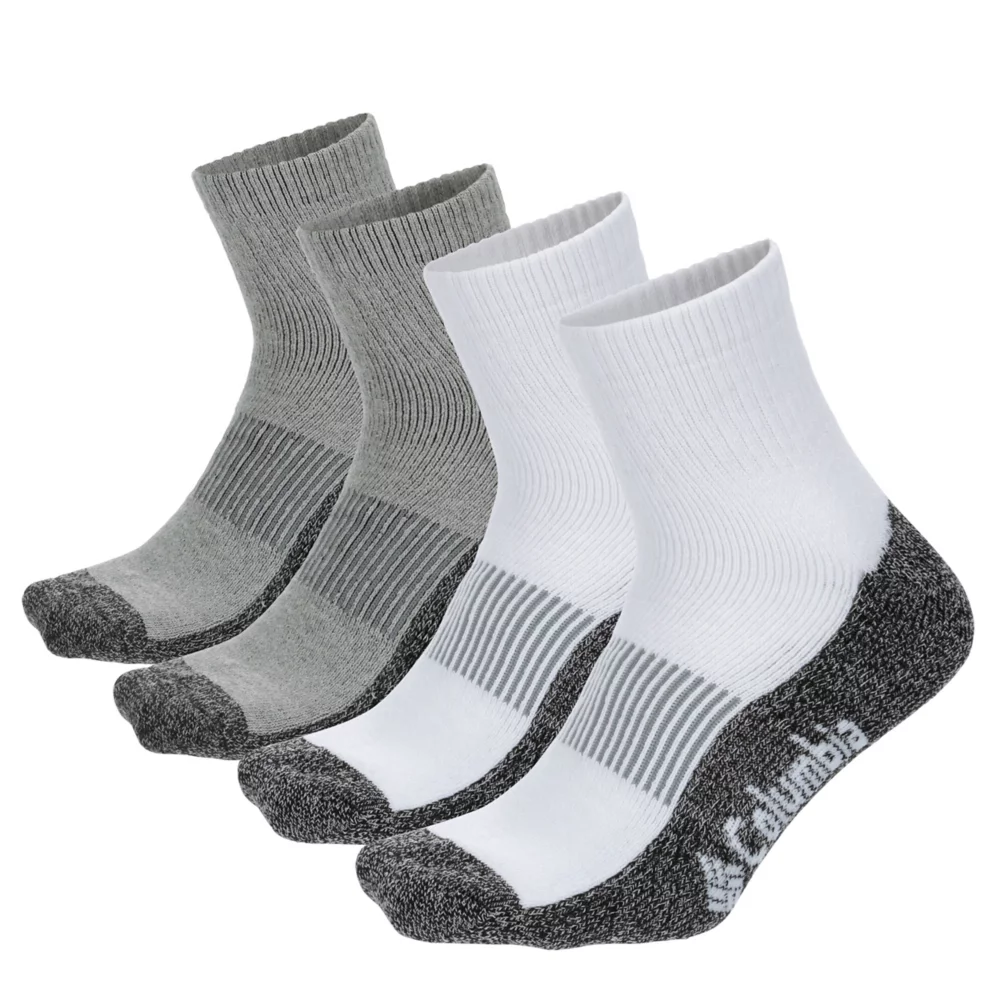 COLUMBIA  MENS MOISTURE CONTROL QUARTER SOCKS 4 PAIRS