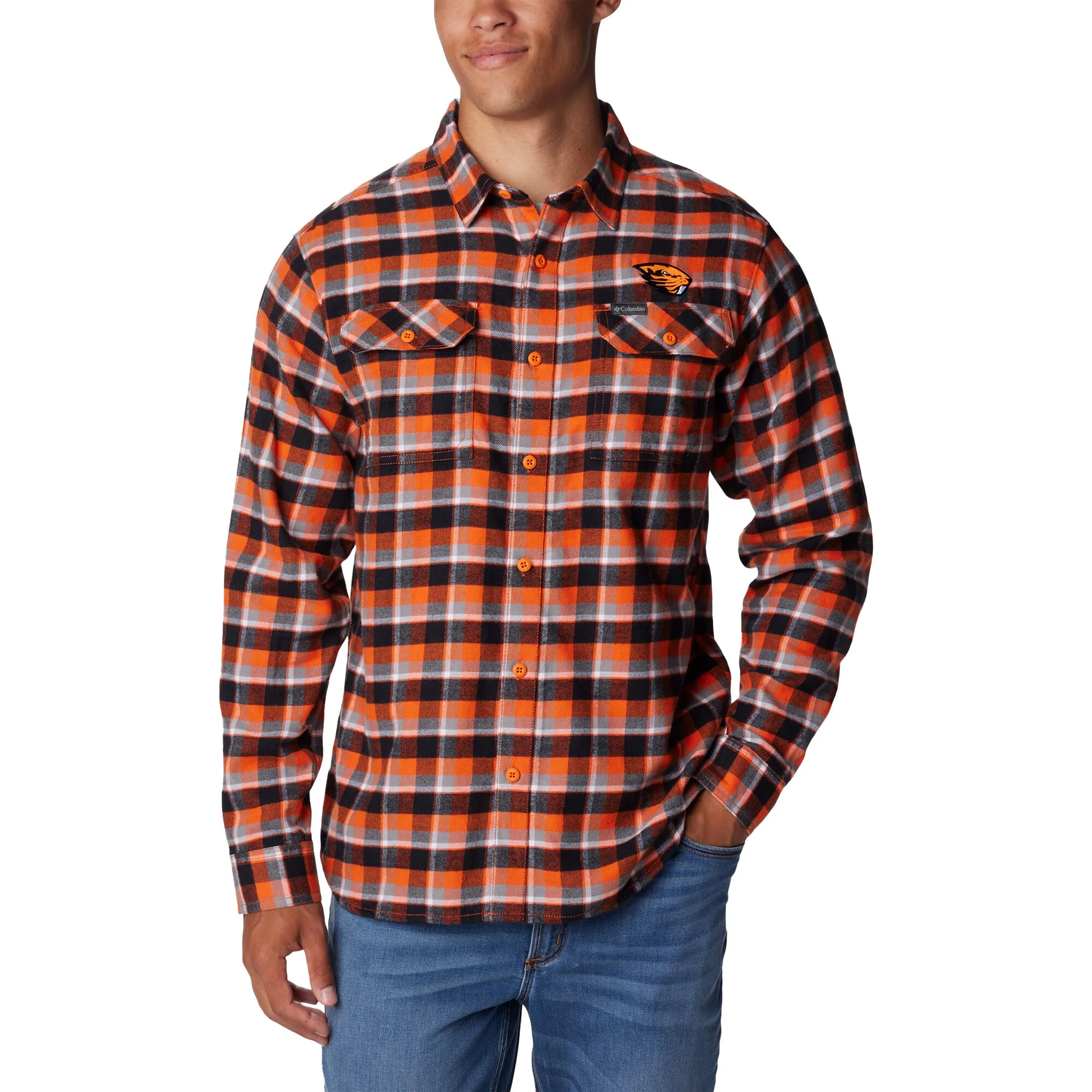 Columbia  Oregon State Beavers Orange Flare Gun Flannel Long Sleeve Shirt