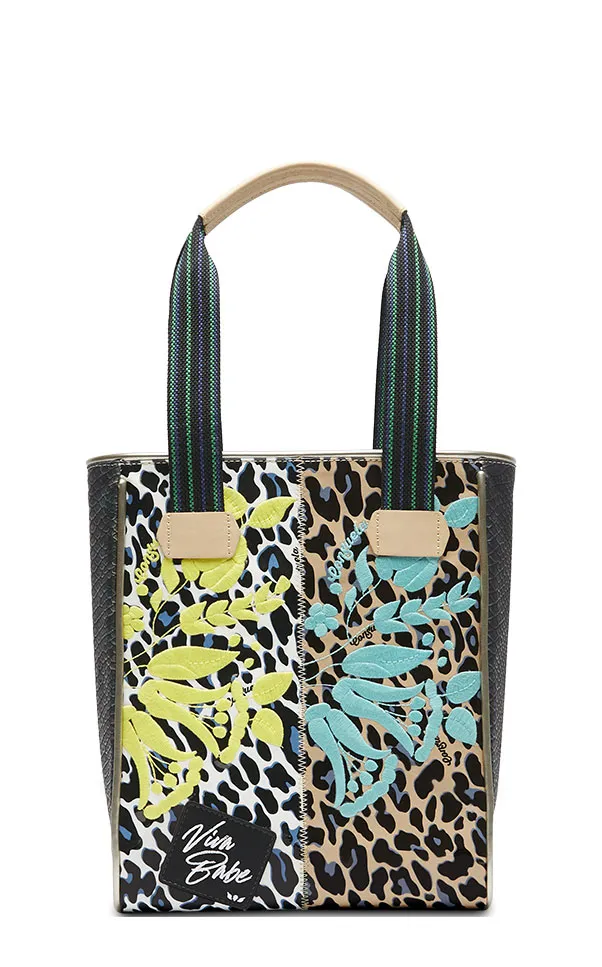 Consuela Duo Neon Embroidery & Leopard Print Chica Tote Bag