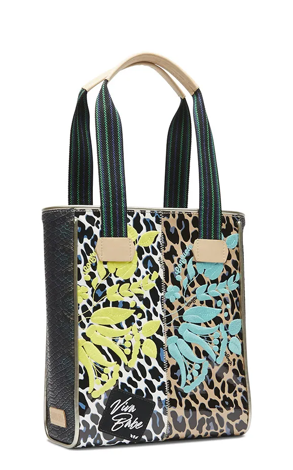 Consuela Duo Neon Embroidery & Leopard Print Chica Tote Bag