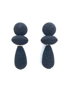 Corded Large Orbit Earrings - Black