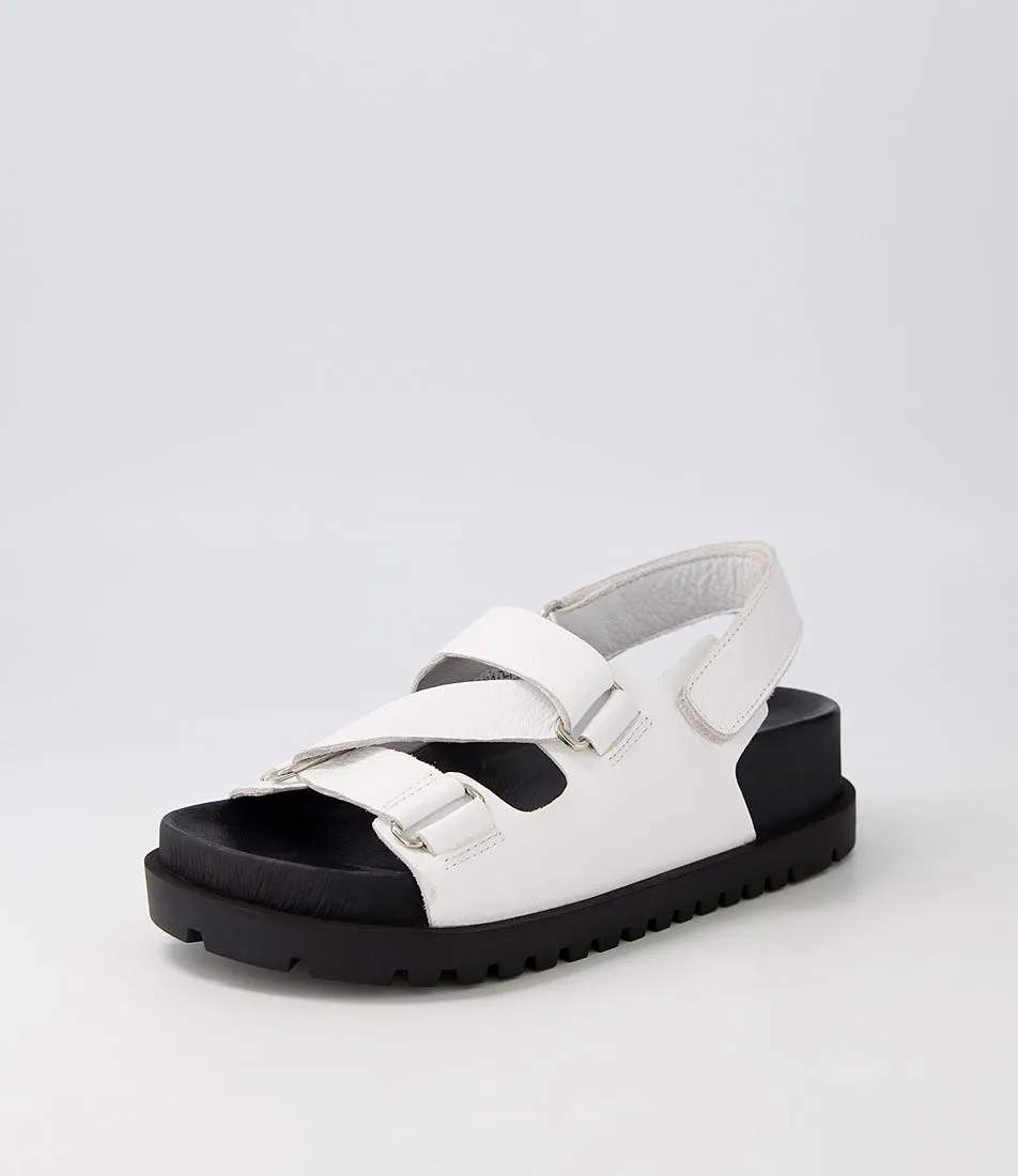 DJANGO & JULIETTE Urad White Black Leather Sandals