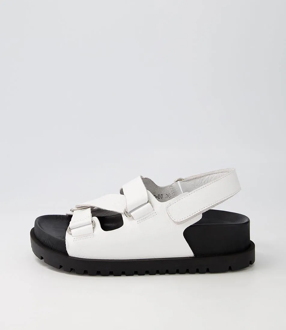 DJANGO & JULIETTE Urad White Black Leather Sandals