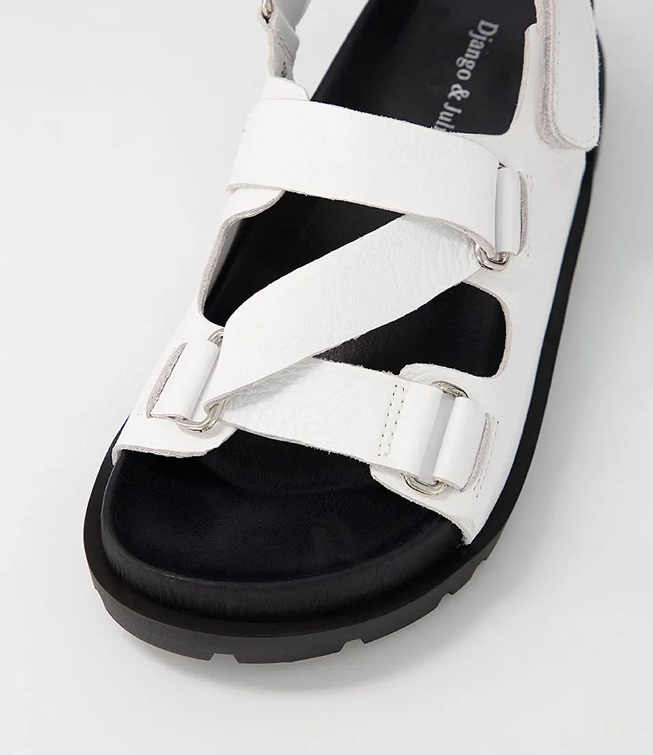 DJANGO & JULIETTE Urad White Black Leather Sandals