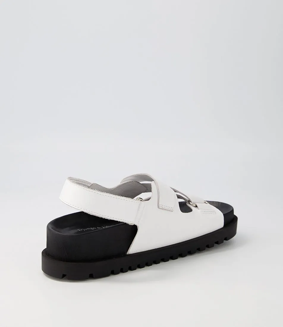 DJANGO & JULIETTE Urad White Black Leather Sandals