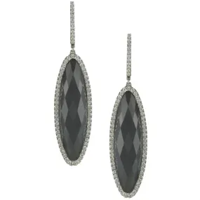 Doves Haute Hematite Diamond Marquise Dangle Earrings 18K Black