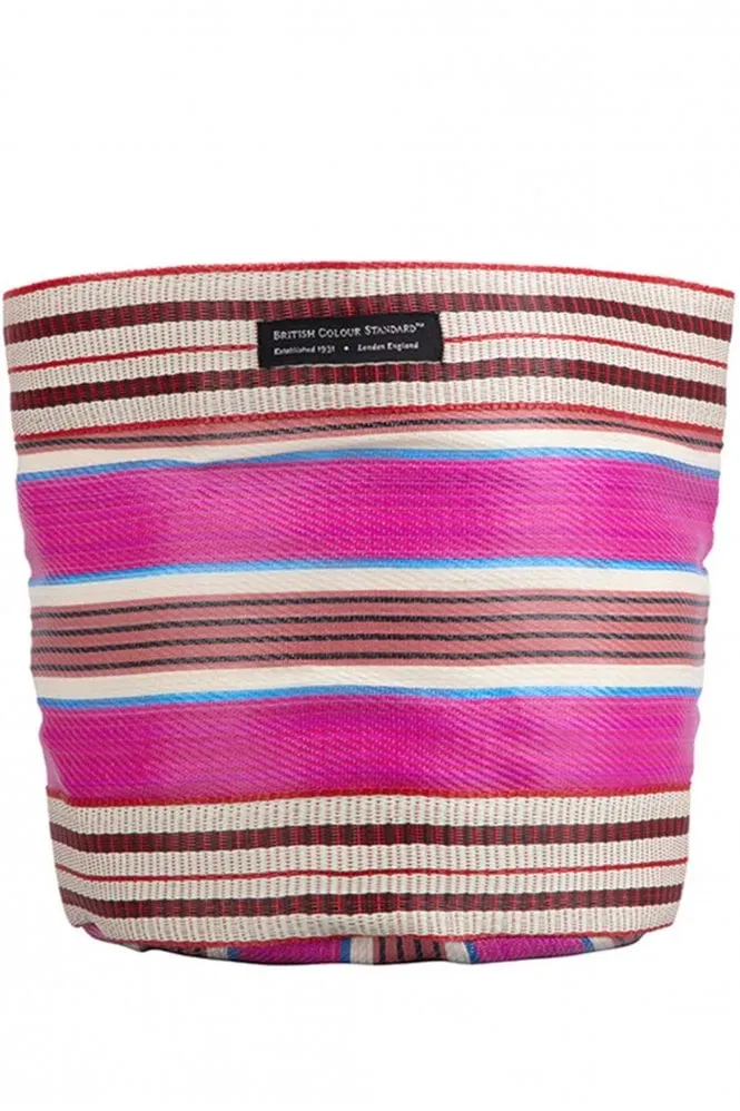 Eco Woven Plant Pot Cover Large in Neyron Pink, Pompadour & Pearl    