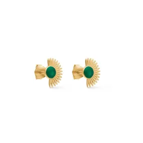 Enamel Copenhagen Gold Soleil Studs - Petrol Green