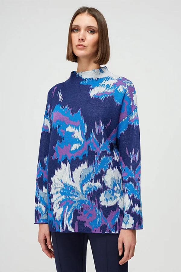 Escorpion BLUE JACQUARD FLOWERS SWEATER