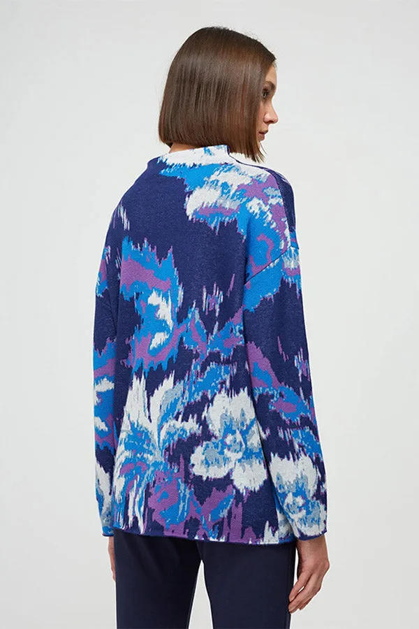 Escorpion BLUE JACQUARD FLOWERS SWEATER