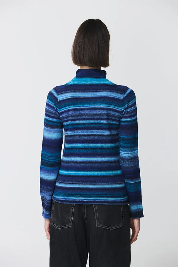 Escorpion BLUE STRIPED HIGH NECK SWEATER