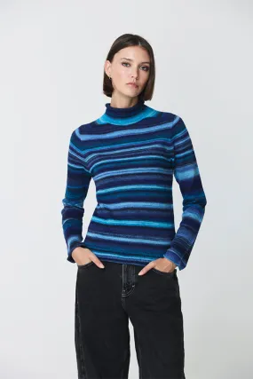 Escorpion BLUE STRIPED HIGH NECK SWEATER