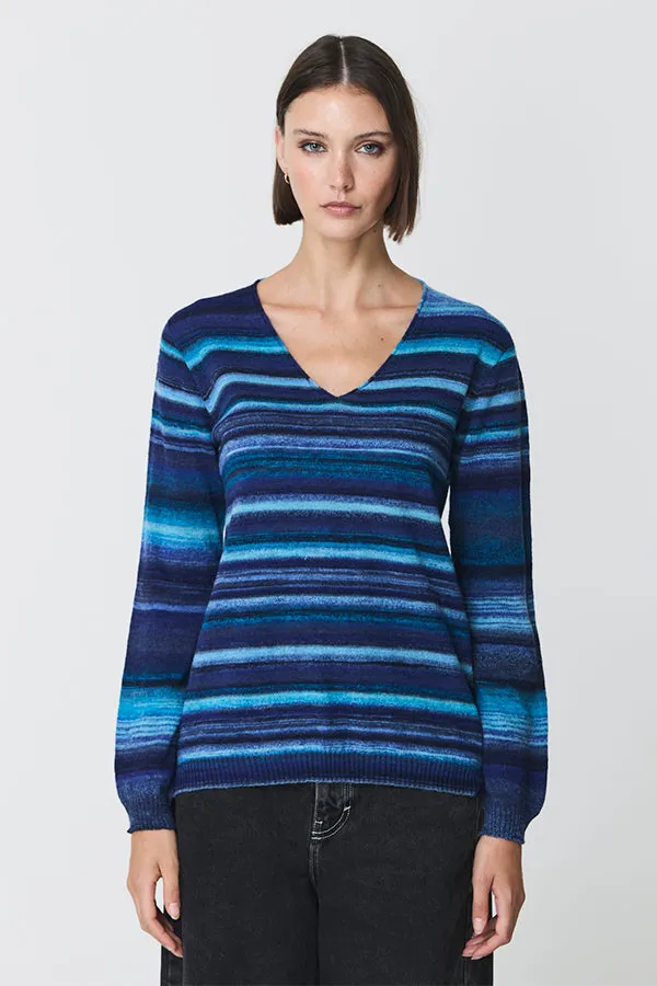 Escorpion BLUE STRIPED V-NECK SWEATER