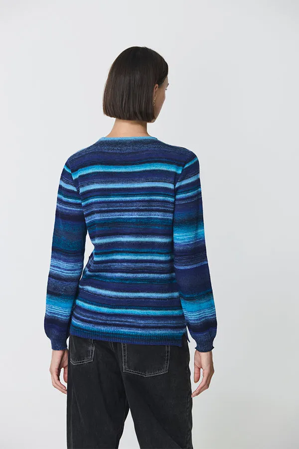 Escorpion BLUE STRIPED V-NECK SWEATER