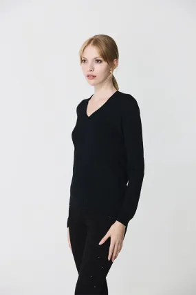 Escorpion BRAIDED BLACK V-NECK SWEATER