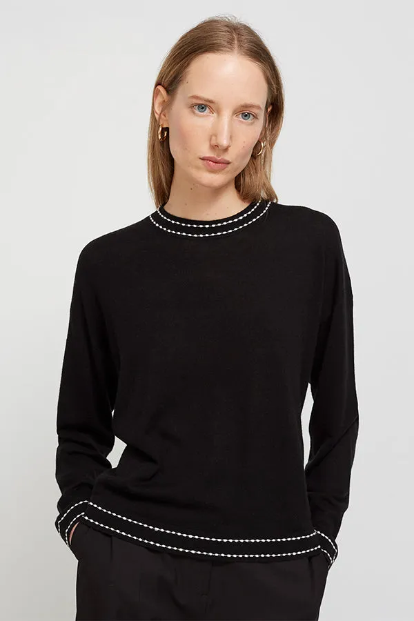 Escorpion CONTRASTING EMBROIDERY ROUND NECK SWEATER